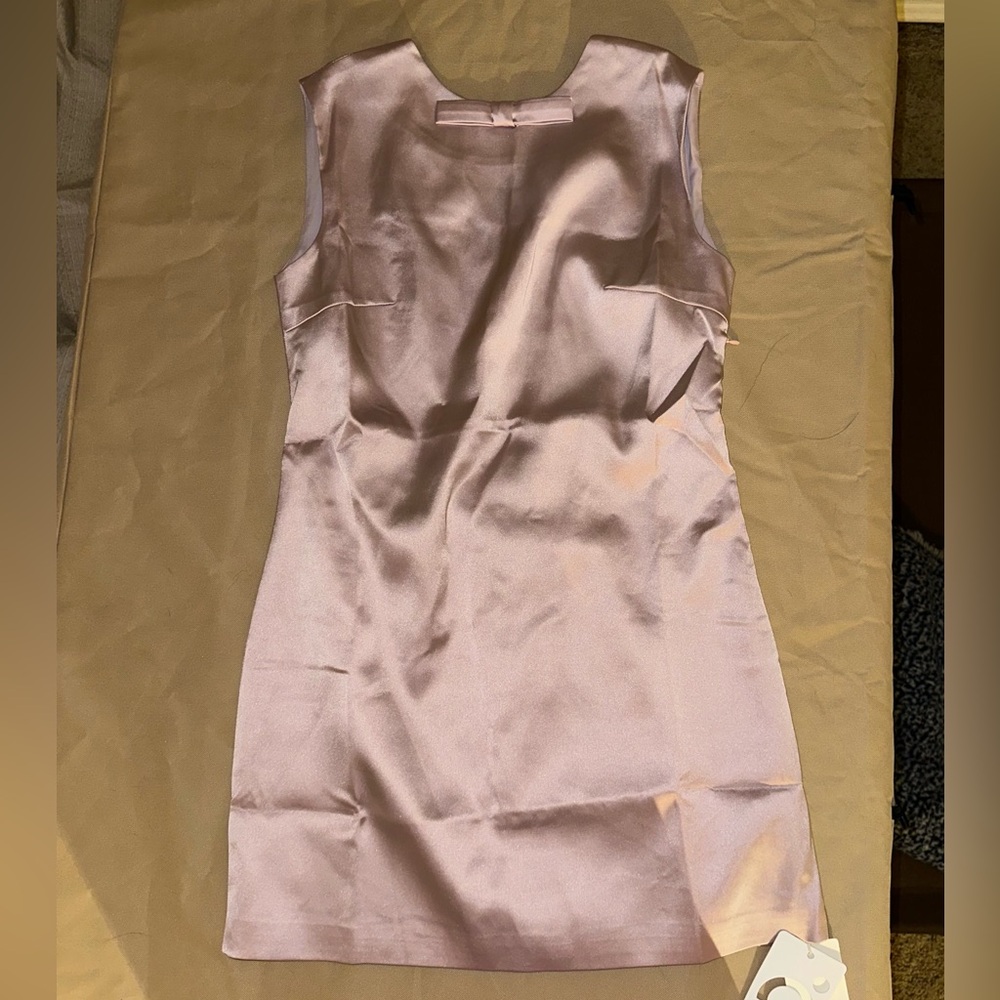 Commense Powder Pink Satin Mini Dress with Bow Back - Picture 4 of 5